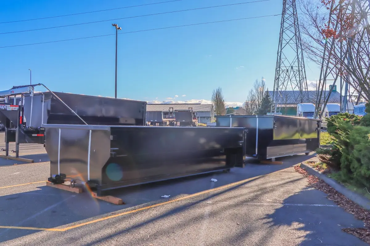Roll-off dumpster ready for waste disposal at job site for 6 Yard Dumpster Rental in Beardstown